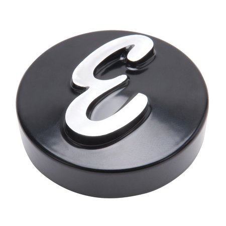 EDELBROCK EDELBROCK "E" AIR CLEANER NUT, 2-1/8" DIAMETER, BLACK W/ RAW ALUM. "E" 4271
